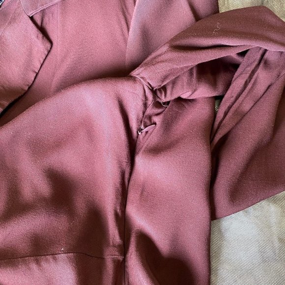 ZARA Burgundy Deep V Dress - Picture 7 of 7